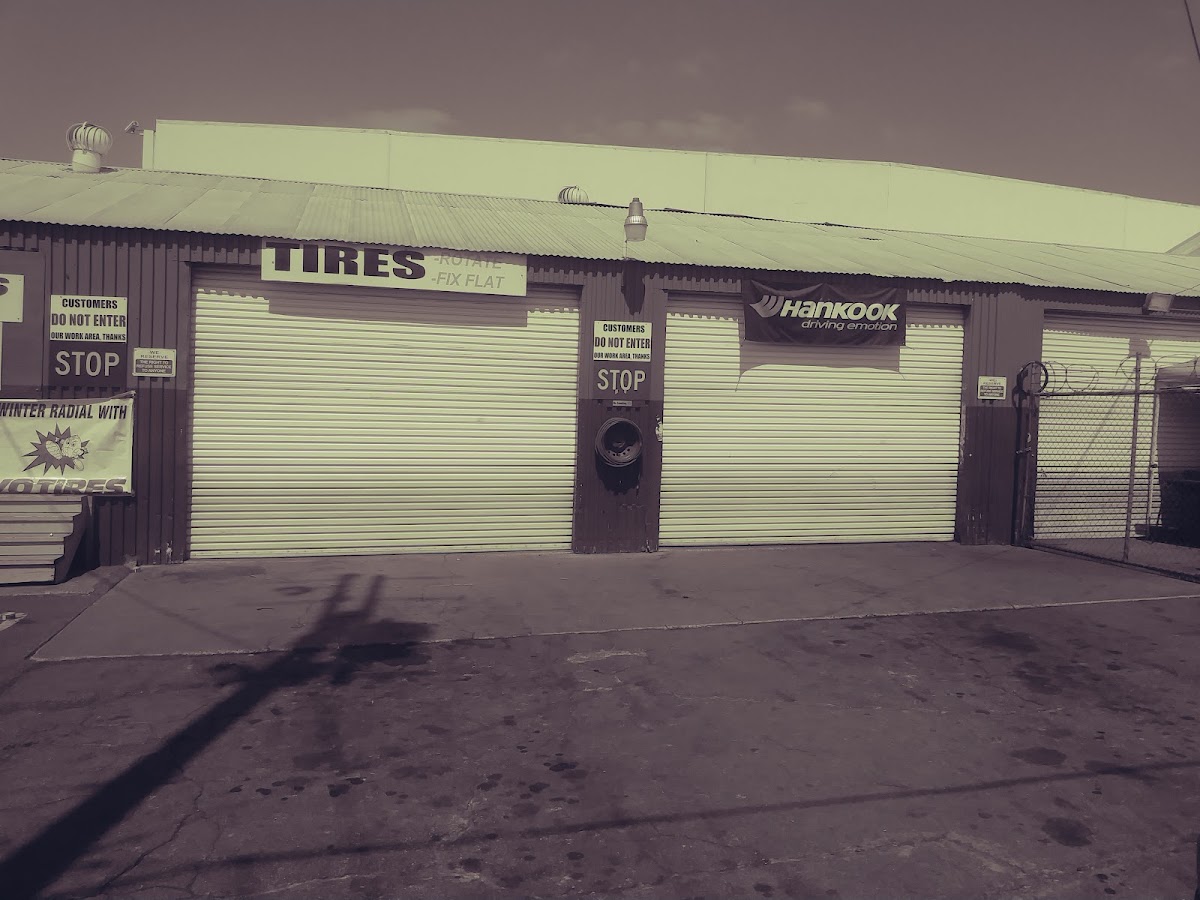 Pedro and Son's Tires storefront service bays in West Covina