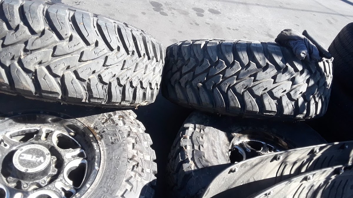 Off-road tires and truck rims ready to mount